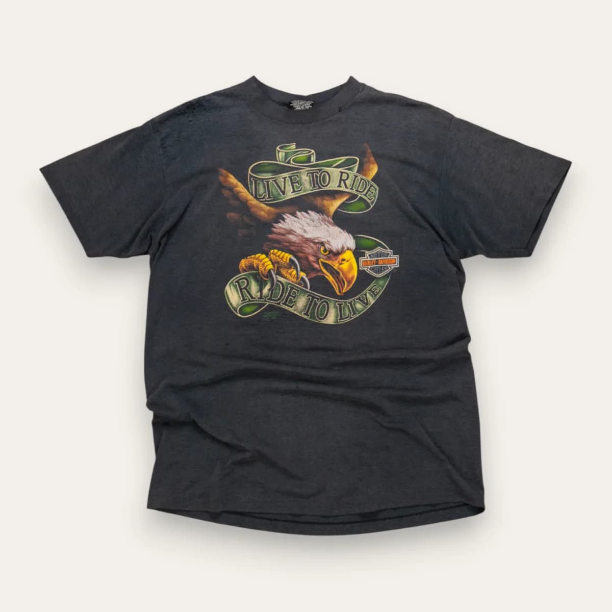 1991 Live To Ride Eagle Ribbon 3D Emblem - L