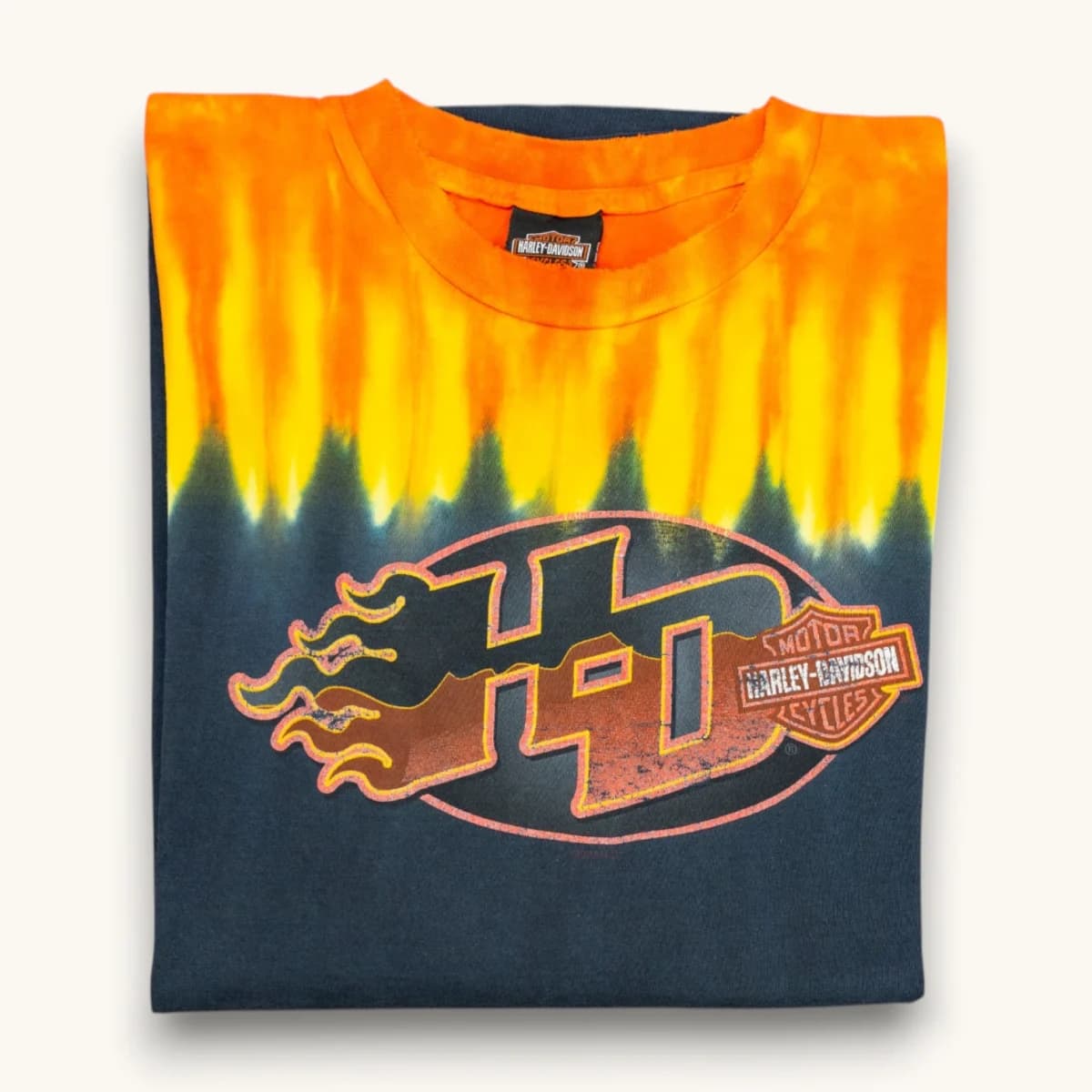 90s Orange Red Tie Dye Harley Davidson